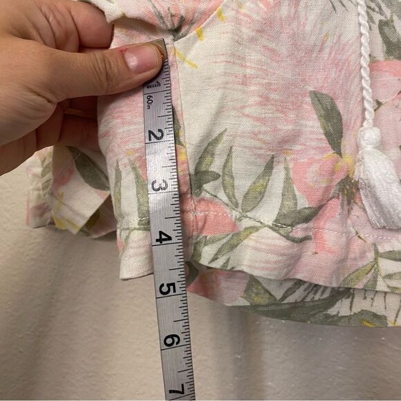 Briggs Linen rayon Pull-On floral summer Shorts Pocket Drawstring hi rise boho S - Picture 5 of 9